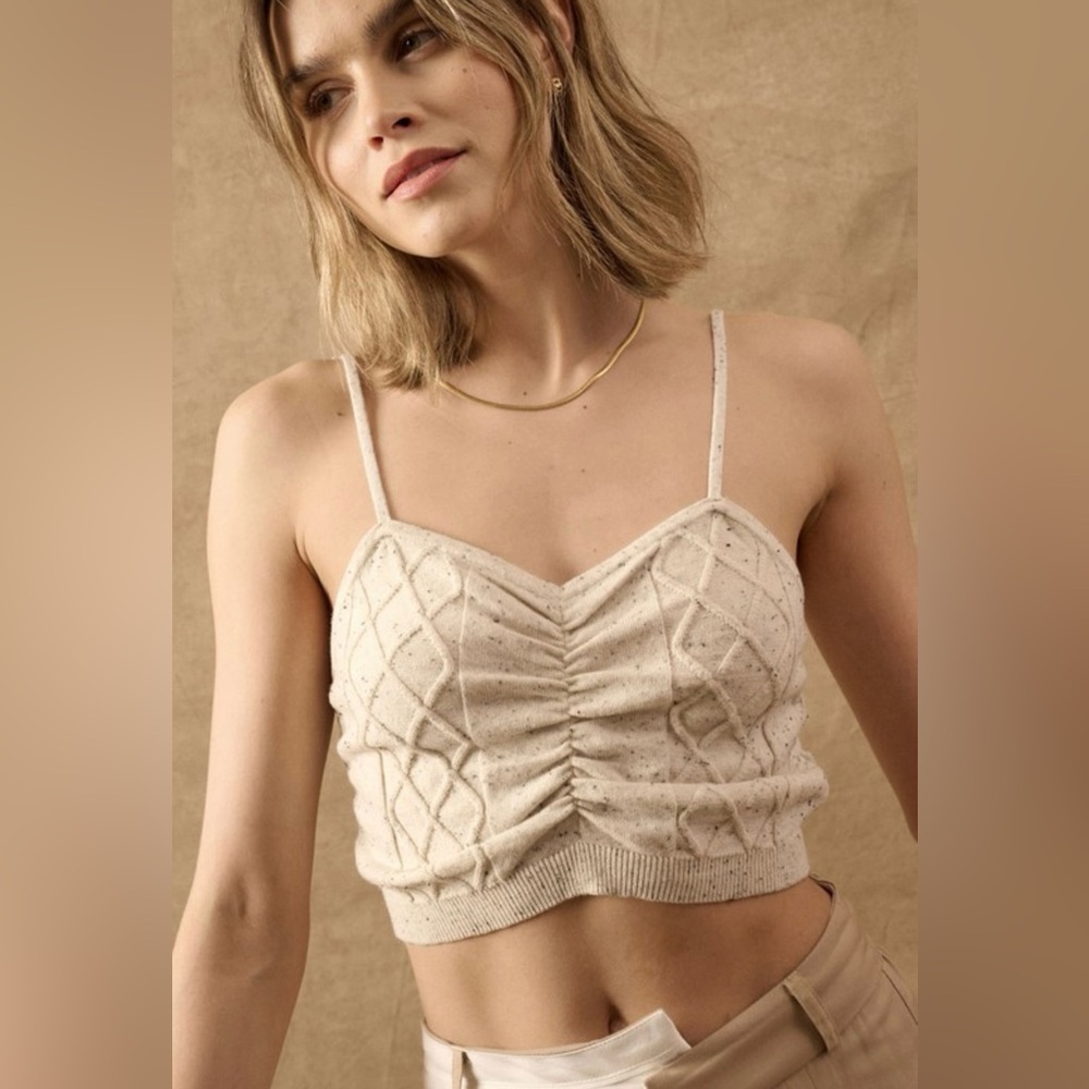 Beige Knit Crop Top